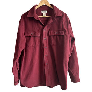 L.L. Bean Vintage Chamois Cloth Button Up Shirt L Red Maroon